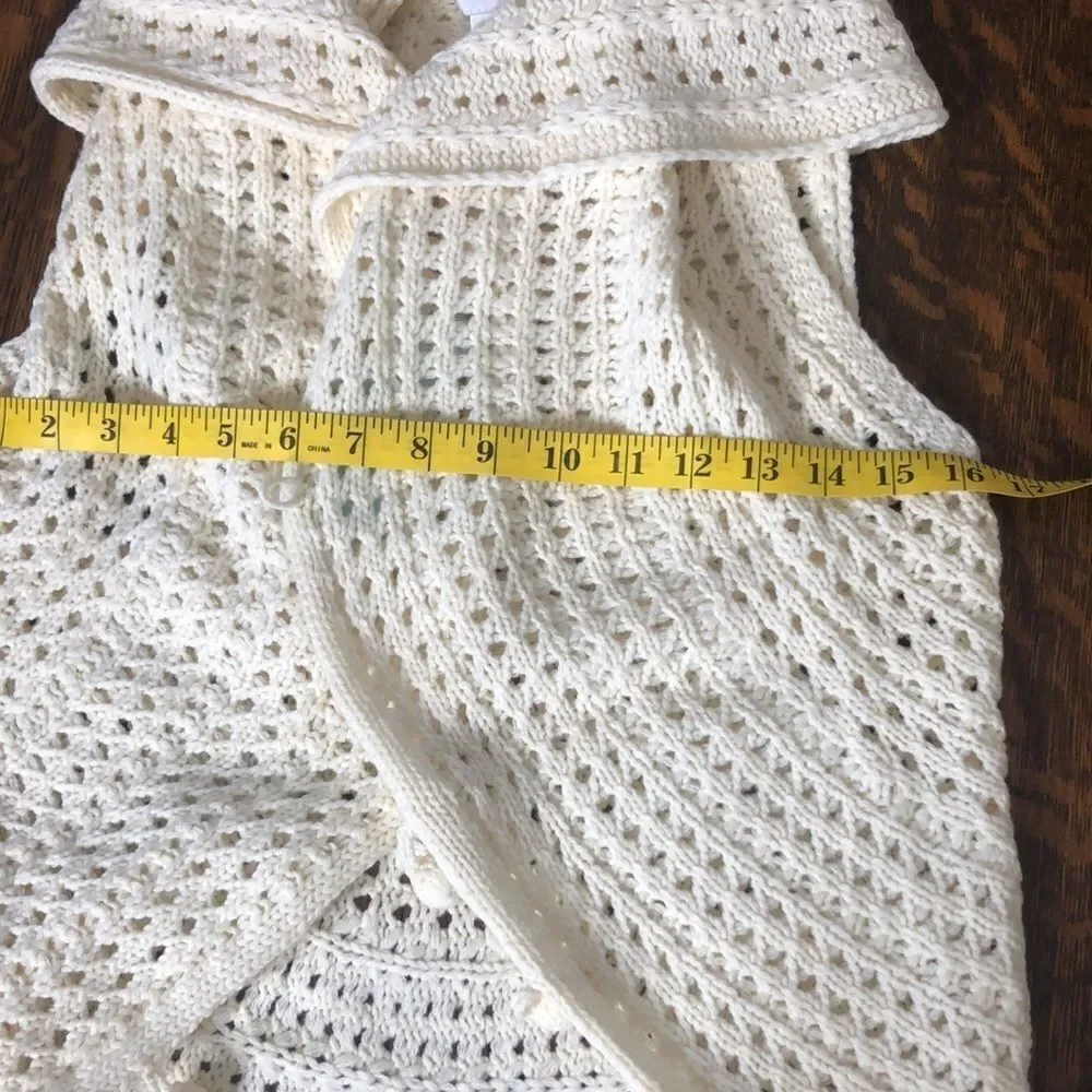 NEW Mud Pie Ivory Crochet Knit Wide Collar Sweater Vest Sz OS Cottagecore, Boho